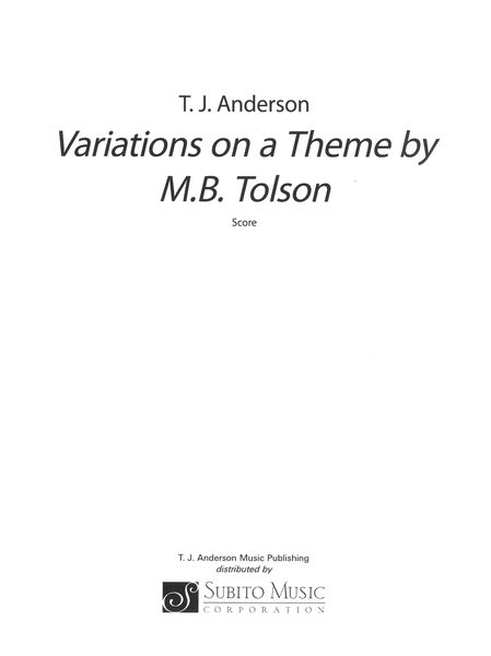 Variations On A Theme by M.B. Tolson : Cantata For Soprano and Chamber Ensemble (1974).