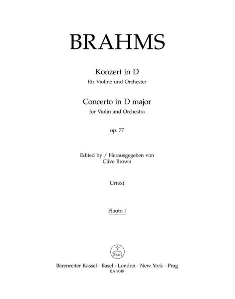 Konzert In D-Dur : Für Violine und Orchester, Op. 77 / edited by Clive Brown.