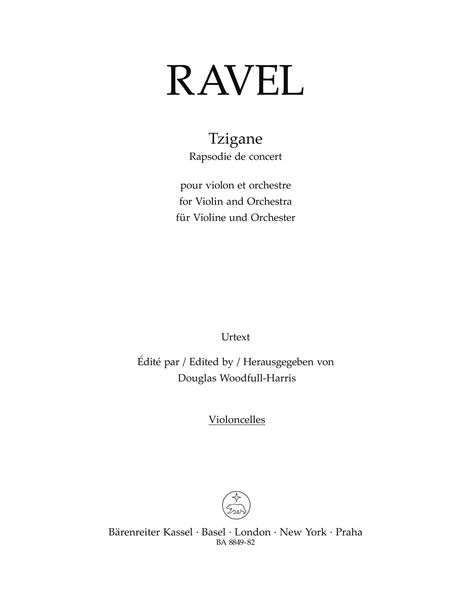 Tzigane - Rhapsodie De Concert : Pour Violon et Orchestre / edited by Douglas Woodfull-Harris.