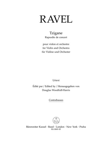 Tzigane - Rhapsodie De Concert : Pour Violon et Orchestre / edited by Douglas Woodfull-Harris.