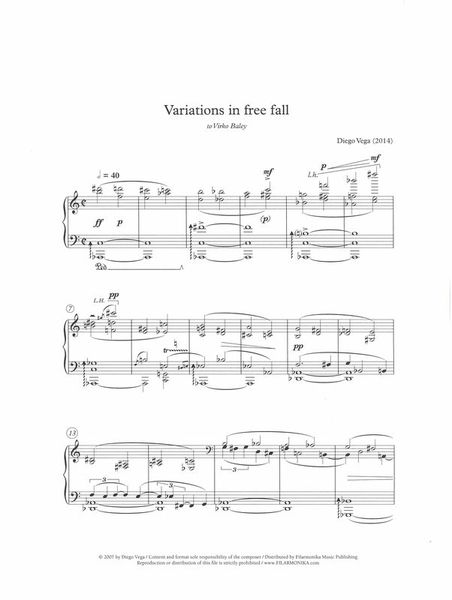 Variations In Free Fall : For Piano Solo (2014).