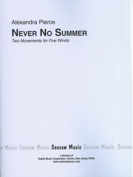 Never No Summer : Two Movements For Five Winds (1985).