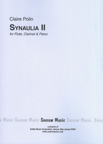 Synaulia II : For Flute, Clarinet and Piano (1976).