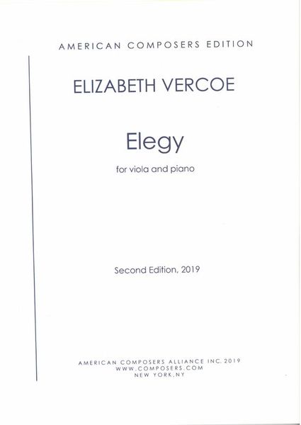 Elegy : For Viola and Piano (1989, Second Edition 2019).