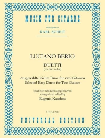 Duetti : For 2 Guitars / arranged by Eugenia Kanthou.
