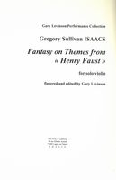 Fantasy On Themes From Henry Faust : For Solo Violin / edited by Gary Levinson.