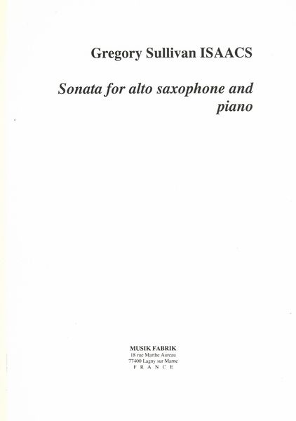 Sonata : For Alto Saxophone and Piano.