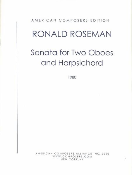 Sonata : For Two Oboes and Harpsichord (1980).