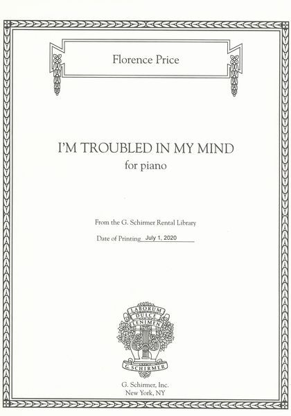 I'm Troubled In My Mind : For Piano / edited by John Michael Cooper.