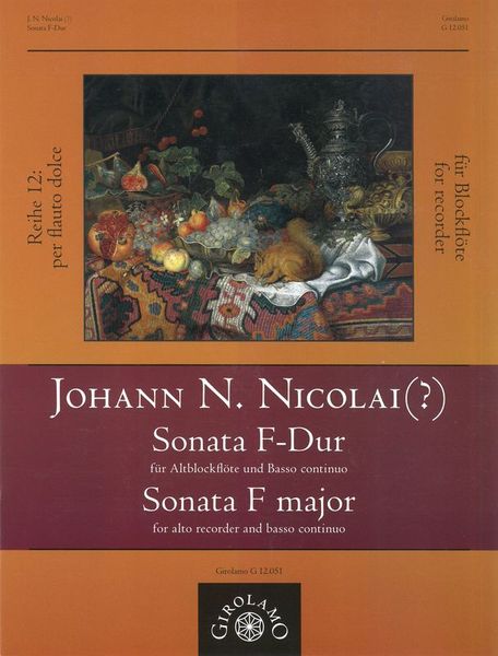 Sonata F-Dur : Für Altblockflöte und Basso Continuo / edited by Peter Thalheimer.