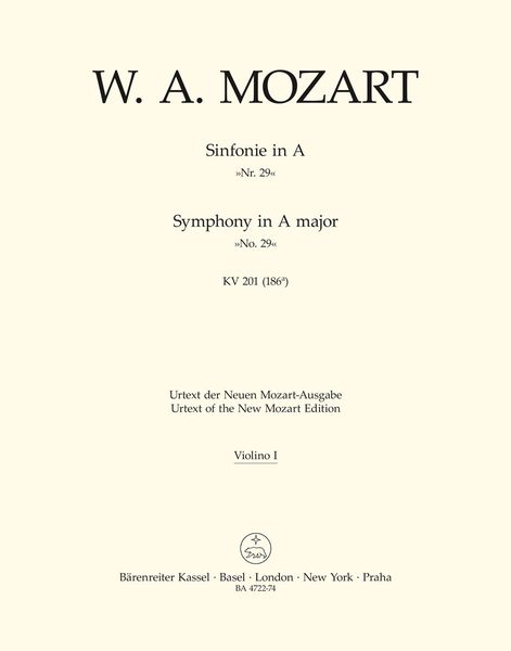 Symphony No. 29 In A Major K. 201 (186a) : For Orchestra / edited by Hermann Beck.