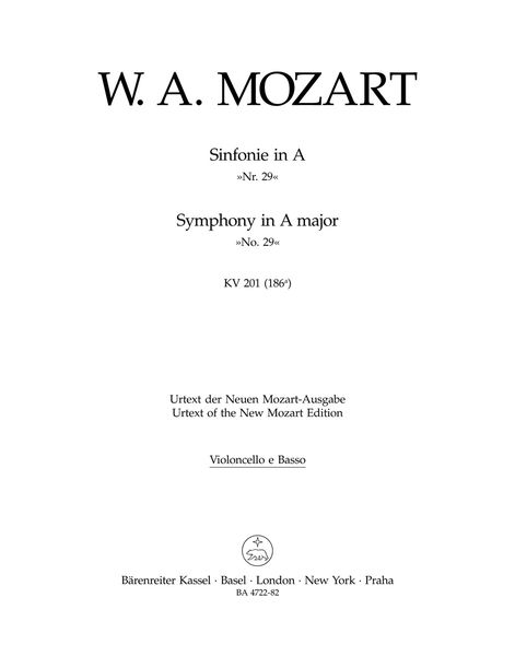 Symphony No. 29 In A Major K. 201 (186a) : For Orchestra / edited by Hermann Beck.