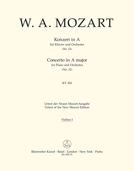 Concerto No. 12 In A Major, K. 414 : For Piano and Orchestra / edited by Christoph Wolff.