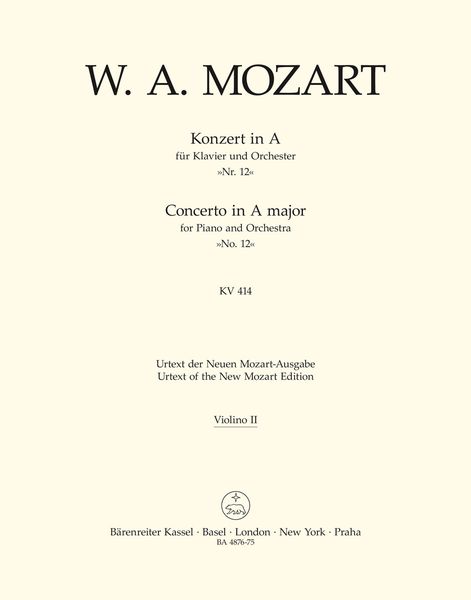 Concerto No. 12 In A Major, K. 414 : For Piano and Orchestra / edited by Christoph Wolff.