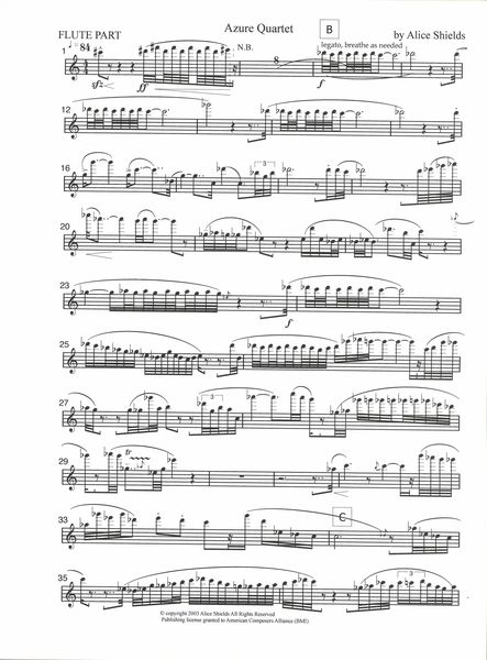 Azure : For Flute, Violin, Viola and Cello (2003).