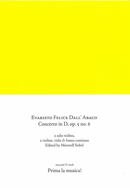 Concerto In D, Op. 5 No. 6 : For 2 Solo Violins, 2 Violins, Viola and Basso Continuo.