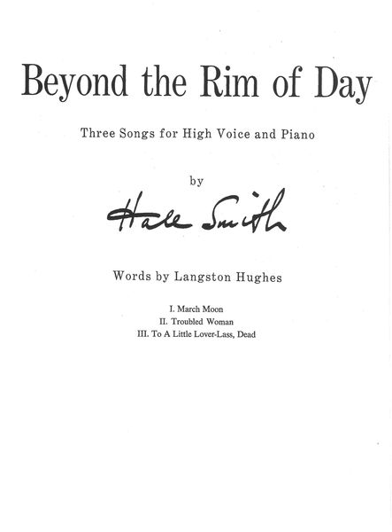 Beyond The Rim of Day : Three Songs For High Voice and Piano.