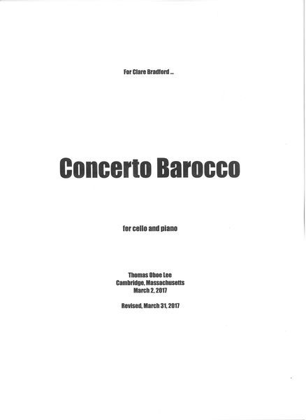 Concerto Barocco : For Cello & Piano [Download].