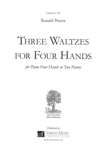 Three Waltzes For Four Hands : For Piano Four Hands Or Two Pianos (1996).