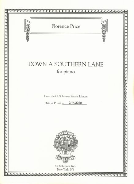 Down A Southern Lane : For Piano Solo (1939) / edited by John Michael Cooper.