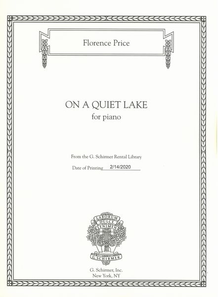 On A Quiet Lake : For Piano (1929) / edited by John Michael Cooper.