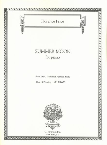 Summer Moon : For Piano (1938) / edited by John Michael Cooper.