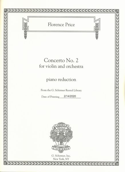 Concerto No. 2 : For Violin and Orchestra - Piano reduction.