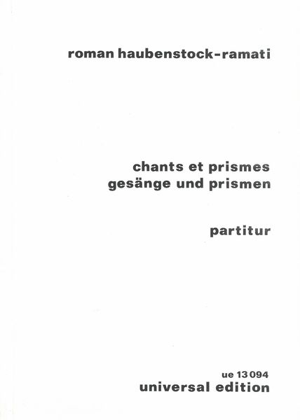 Chants et Prismes : For Orchestra.
