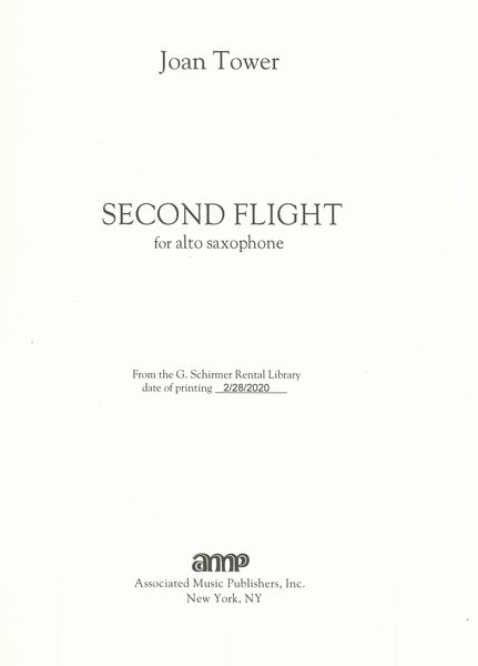 Second Flight : For Alto Saxophone.