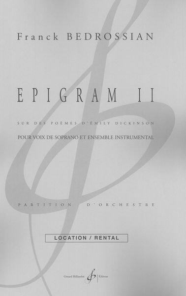 Epigram II : Pour Voix De Soprano et Ensemble Instrumental.