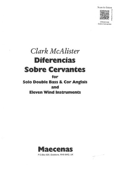 Diferencias Sobre Cervantes : For Solo Double Bass and Cor Anglais and Eleven Wind Instruments.