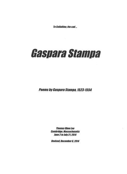 Gaspara Stampa : For Soprano and Piano (2014).