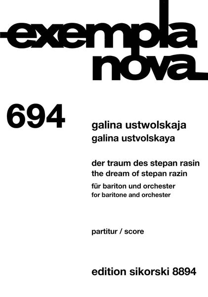 Traum Des Stepan Rasin - The Dream of Stepan Razin : For Baritone and Orchestra.