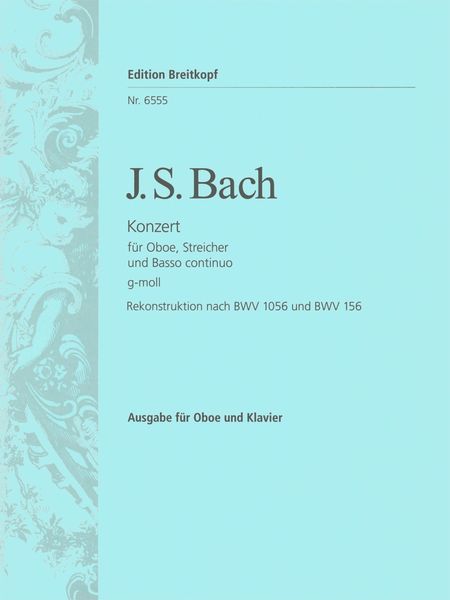 Concerto In G Minor, BWV 1056 : For Oboe and Strings - Piano reduction.