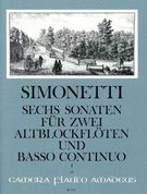 Six Sonatas, Op. 2/1-3 : For 2 Treble Recorders (Flutes) & B.C.