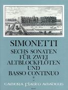 Six Sonatas, Op. 2/4-6 : For 2 Treble Recorders (Flutes) & B.C.