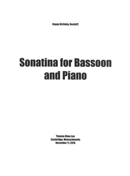 Sonatina, Op. 177 : For Bassoon and Piano (2016) [Download].