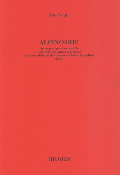 Alpincord : Cinque Pezzi Per Coro Maschile (2000).
