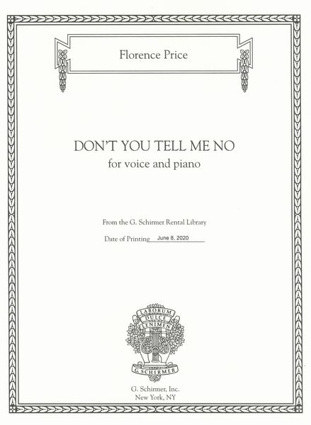 Don't You Tell Me No : For Voice and Piano / edited by John Michael Cooper.