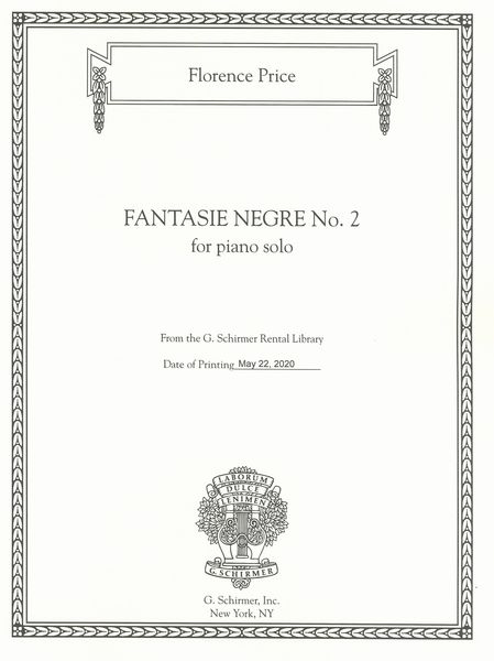 Fantasie Négre No. 2 In G Minor : For Piano Solo (1932) / edited by John Michael Cooper.