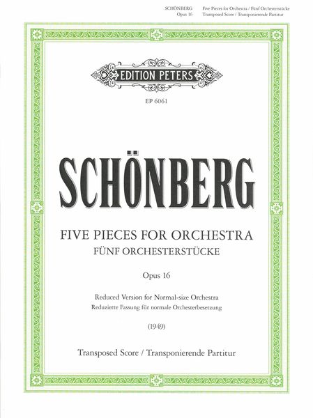 Five Pieces For Orchestra, Op. 16 : New Version (1998 Edition).