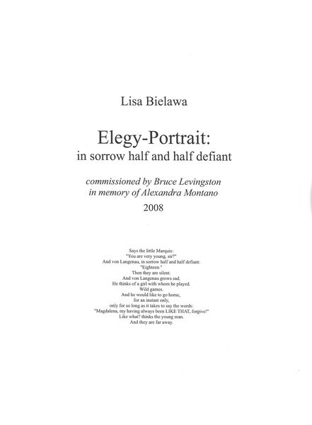 Elegy-Portrait - In Sorrow Half and Half Defiant : For Solo Piano (2008).