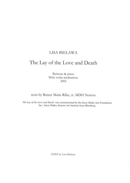 Lay of The Love and Death : For Baritone and Piano With Violin Meditations (2005).