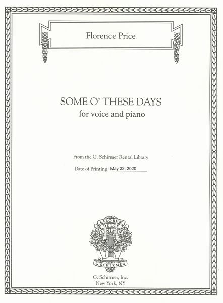 Some O' These Days : For Voice and Piano / edited by John Michael Cooper.