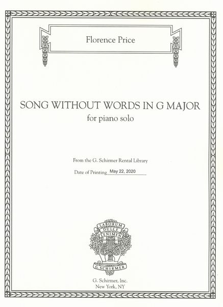 Song Without Words In G Major : For Piano Solo / edited by John Michael Cooper.