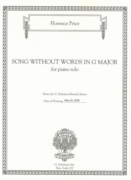 Song Without Words In G Major : For Piano Solo / edited by John Michael Cooper.