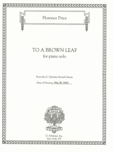 To A Brown Leaf : For Piano Solo / edited by John Michael Cooper.