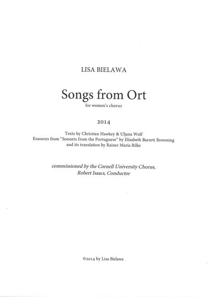 Songs From Ort : For Women's Chorus (2014).