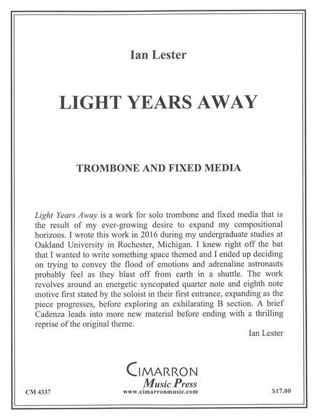 Light Years Away : For Trombone and Fixed Media (2016).