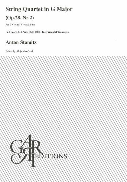 String Quartet In G Major, Op. 28, Nr. 2 : For 2 Violins, Viola and Bass / Ed. Alejandro Garri.